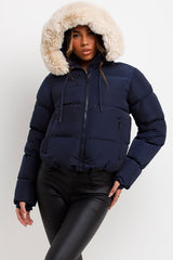 womens winter navy puffer jacket