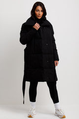 womens padded puffer longline duvet coat