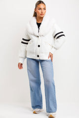 faux fur collar bomber aviator jacket womens styledup coats and jackets