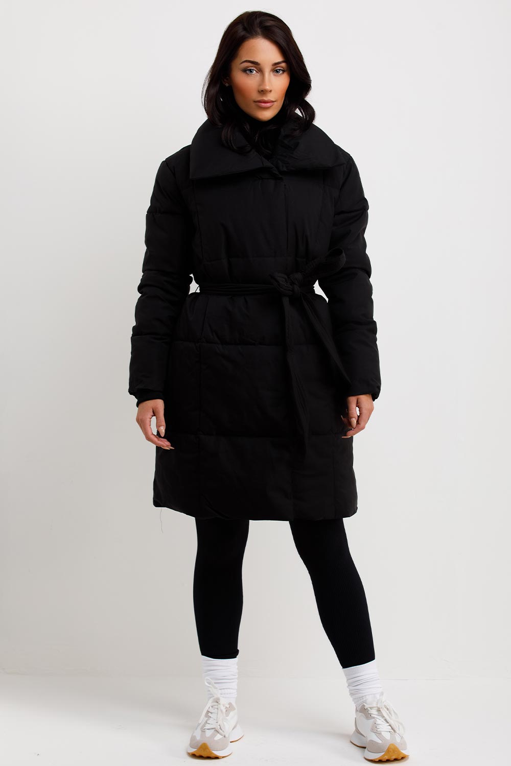 womens black padded puffer coat duvet style