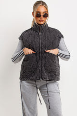 zara womens quilted padded puffer gilet with pockets