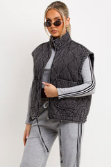 zara womens quilted padded puffer gilet with funnel neck