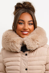 faux fur hooded padded puffer jacket 