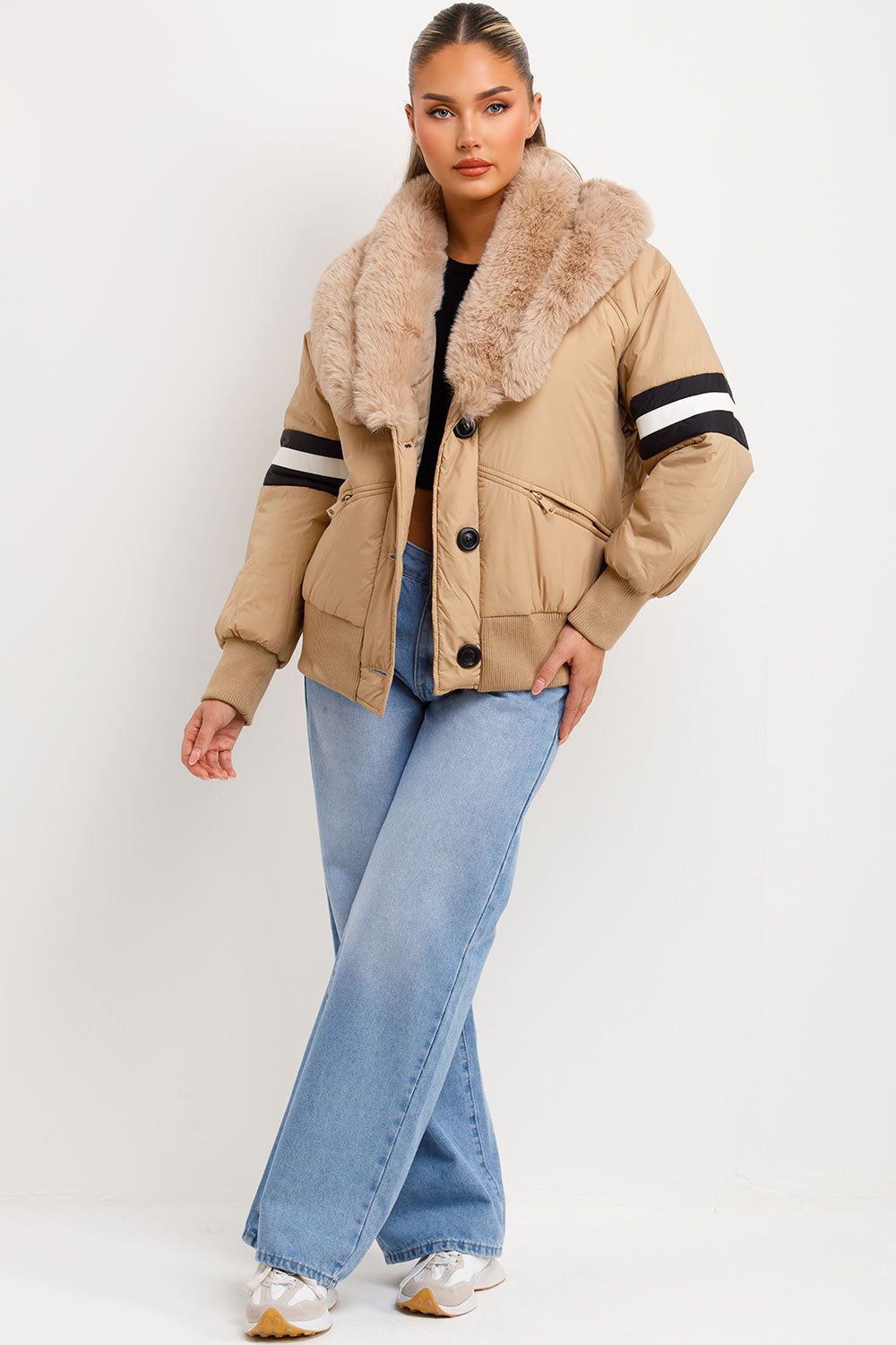 womens aviator jacket with fur collar styledup coats and jackets