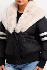 faux fur collar aviator jacket womens