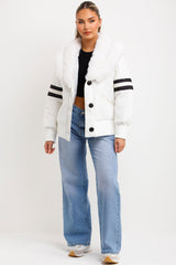 womens aviator bomber jacket with faux fur collar styledup