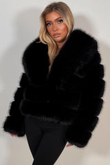 black faux fur bubble coat cropped styledup uk