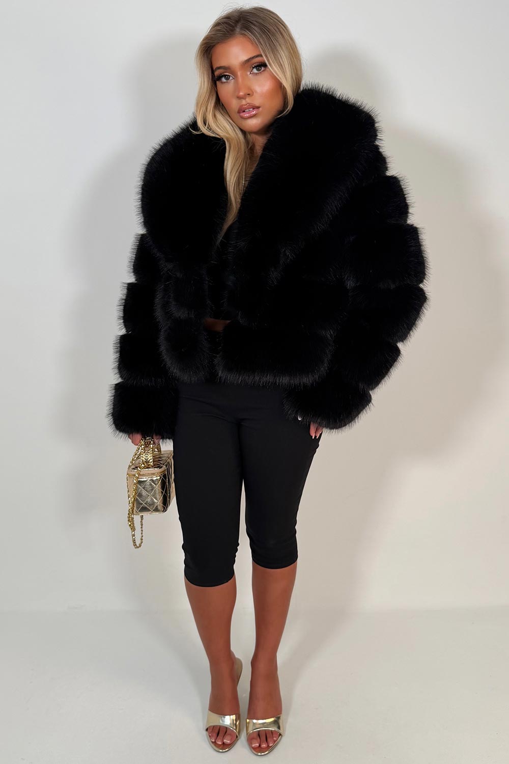 faux fur bubble coat for winter womens