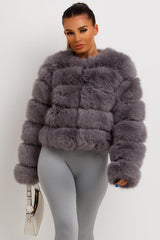 womens faux fur bubble coat luxury fur panels