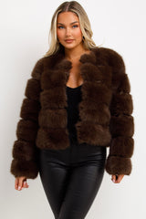 cropped faux fur bubble coat womens uk