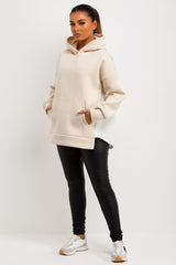womens beige oversized hoodie with contrast back