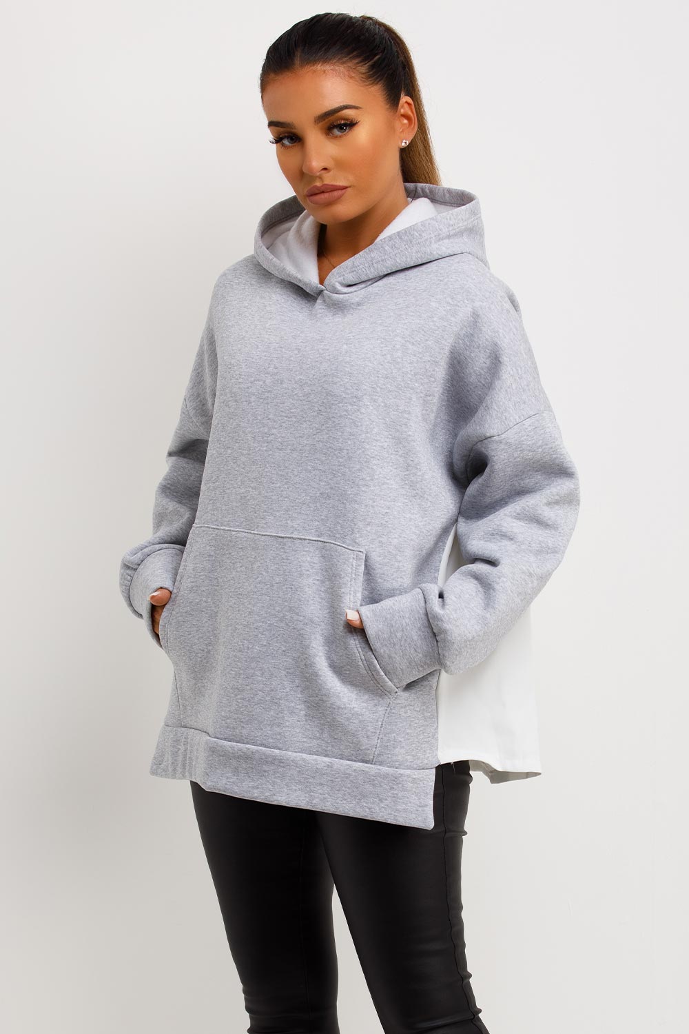 womens contrast back oversized hoodie