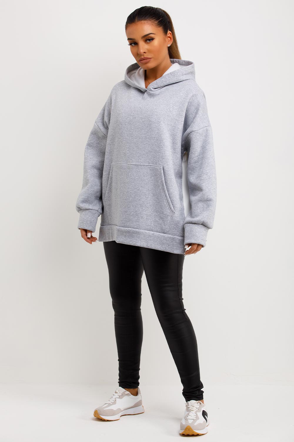 womens grey contrast back oversized hoodie