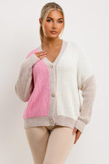 womens button front chunky knit oversized cardigan
