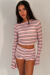 pink contrast stripe co ord set womens styledup hollister 
