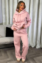 womens pink loungewear set with contrast stitching