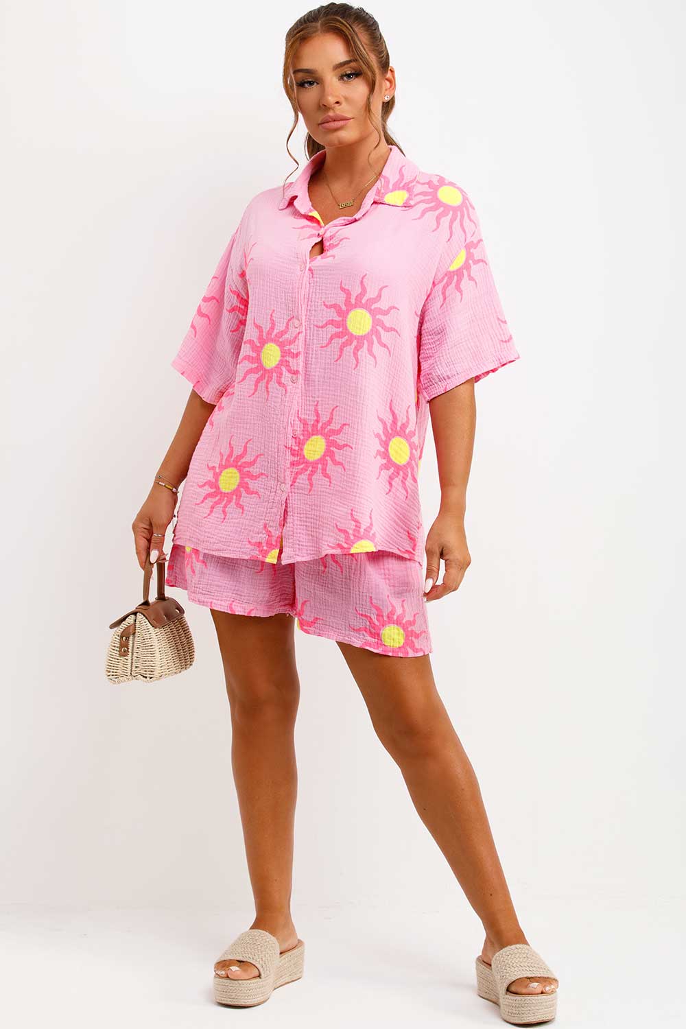 womens summer holiday top and shorts two piece set styledup