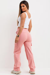 womens cargo trousers pink