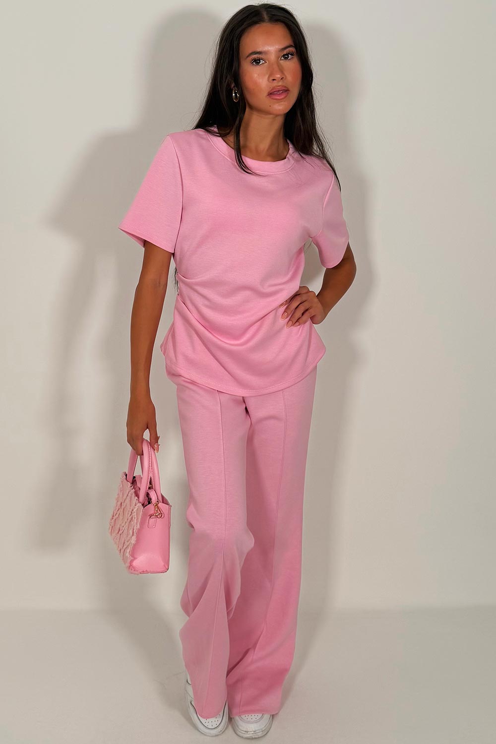 cinched waist fitted top and trousers two piece co ord womens everyday travel outfit styledup uk