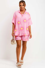 womens cotton blouse and shorts two piece matching co ord airport outfit