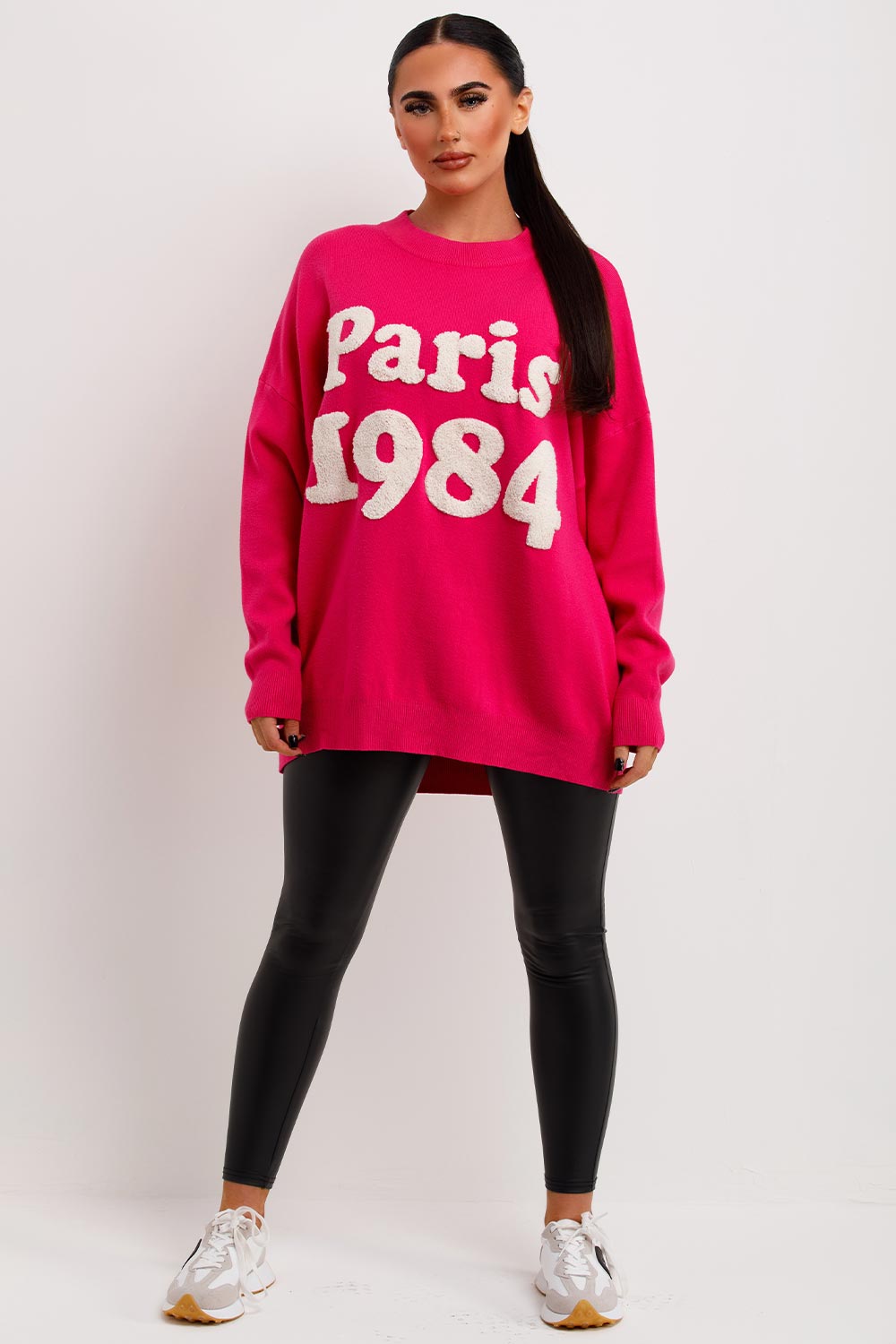 womens paris 1984 towelling oversized knitted jumper