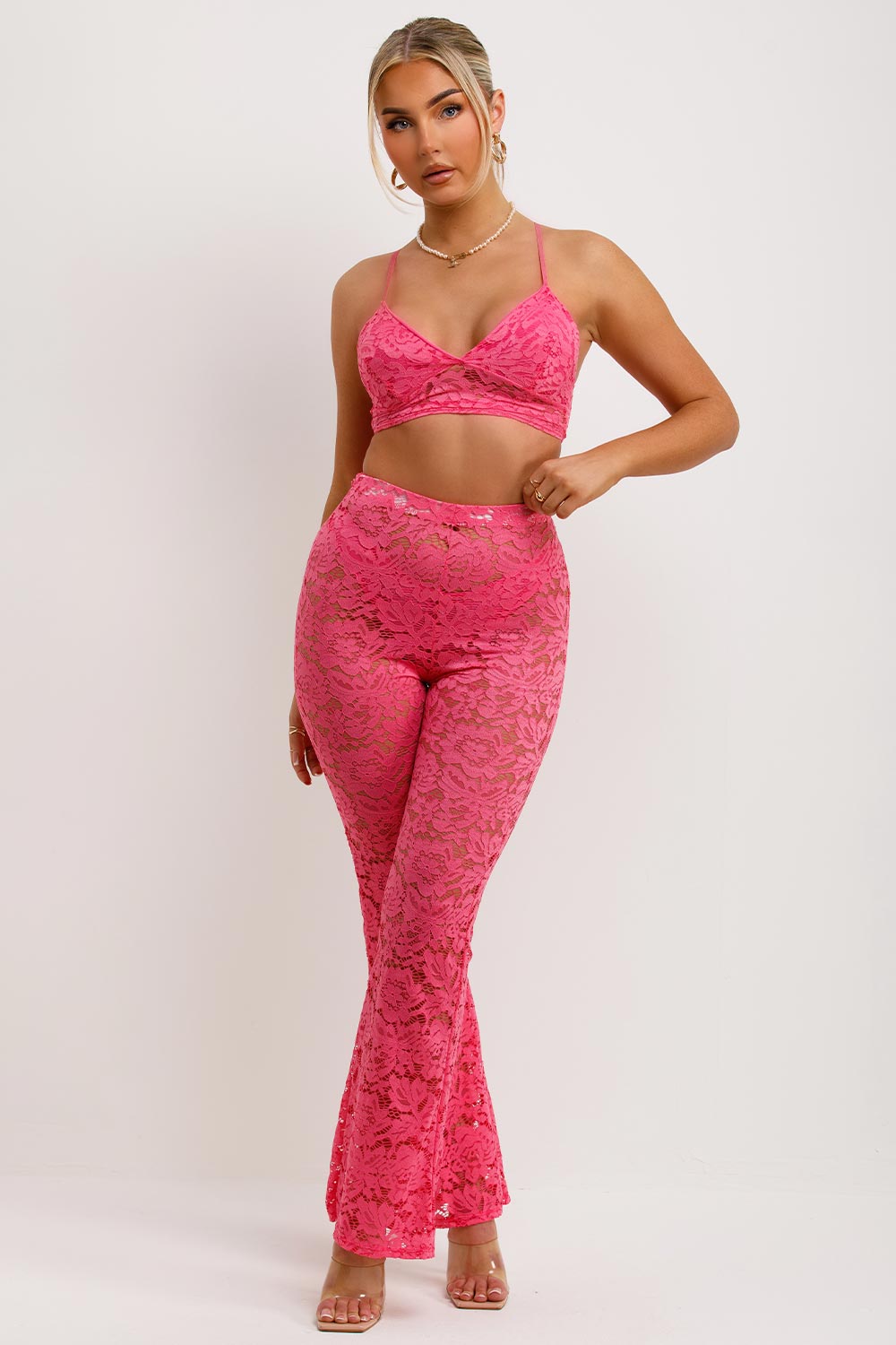 lace trousers and top two piece set festival rave party outfit