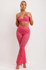 womens skinny lace top and trousers set