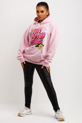 womens oversized hoodie with the lovely club graphic print