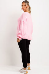 tie front chunky knit cardigan pink