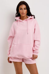 womens shorts tracksuit oversized hoodie and shorts co ord lounge set 