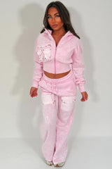 womens crop zip up hoodie and wide leg joggers tracksuit lounge set airport outfit styledup