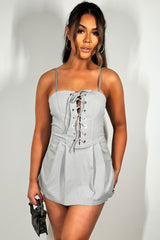 skort dress with adjustable straps and lace up front