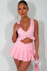 halter neck crop top and mini skirt two piece set styledup festival holiday outfit co ord