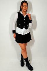 waistcoat skort and shirt three piece outfit set black and white