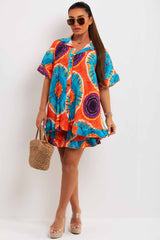 womens oversized pleated plisse shirt with frill ruffle hem and shorts co ord set tiktok