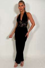 halter plunge neck wide leg occasion jumpsuit red occasion christmas party outfit black