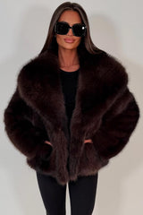 styled up fur jacket in brown colourway uk