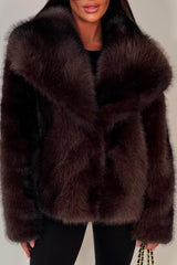 womens brown colourway fur jacket for winter zara uk