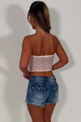 womens y2k low rise denim shorts with ripped hem summer holiday outfit sale styledup white fox uk