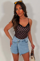 lace trim polka dot top whitefox styledup uk 