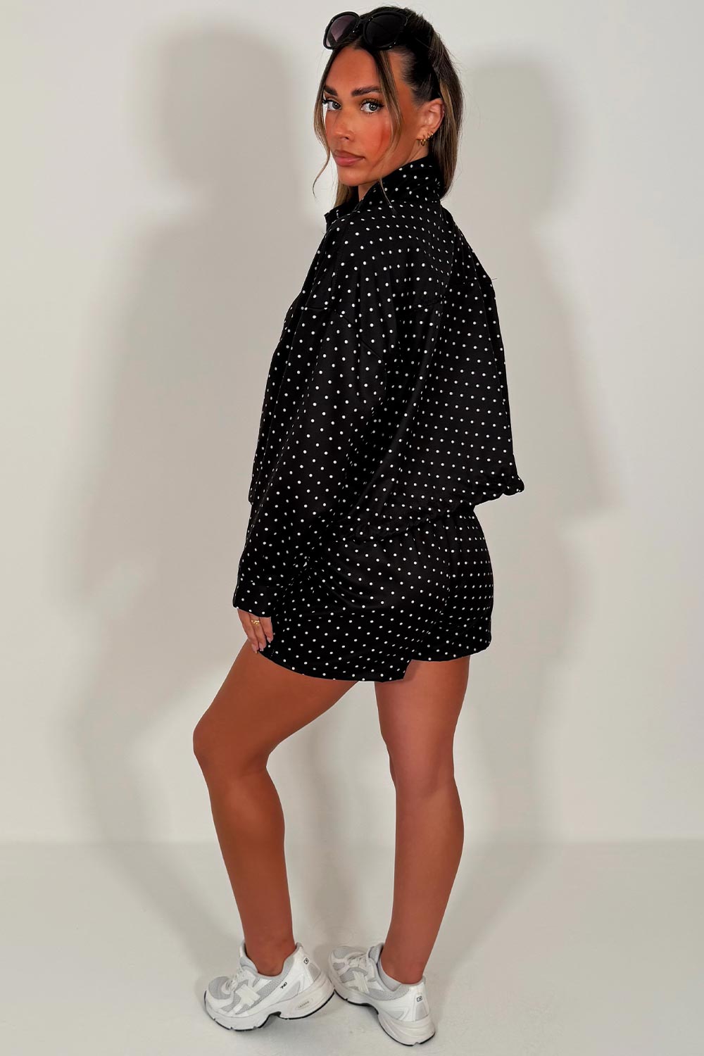 polka dot track top and shorts co ord adidas uk womens 