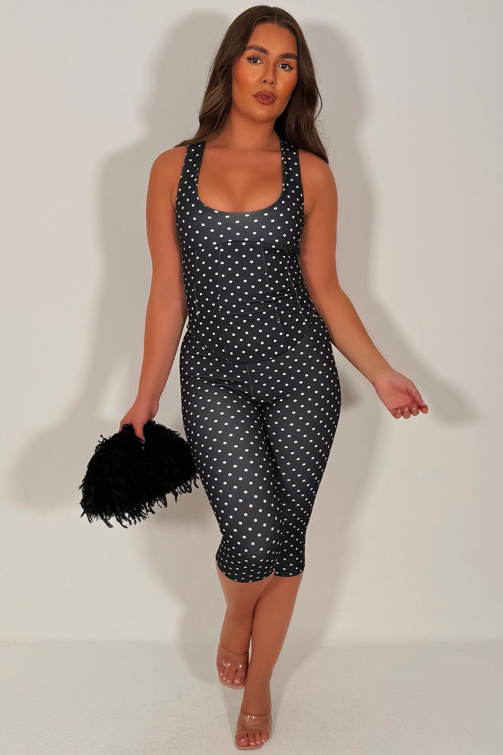 polka dot capri pants and corset top two piece going out date night outfit styledup uk