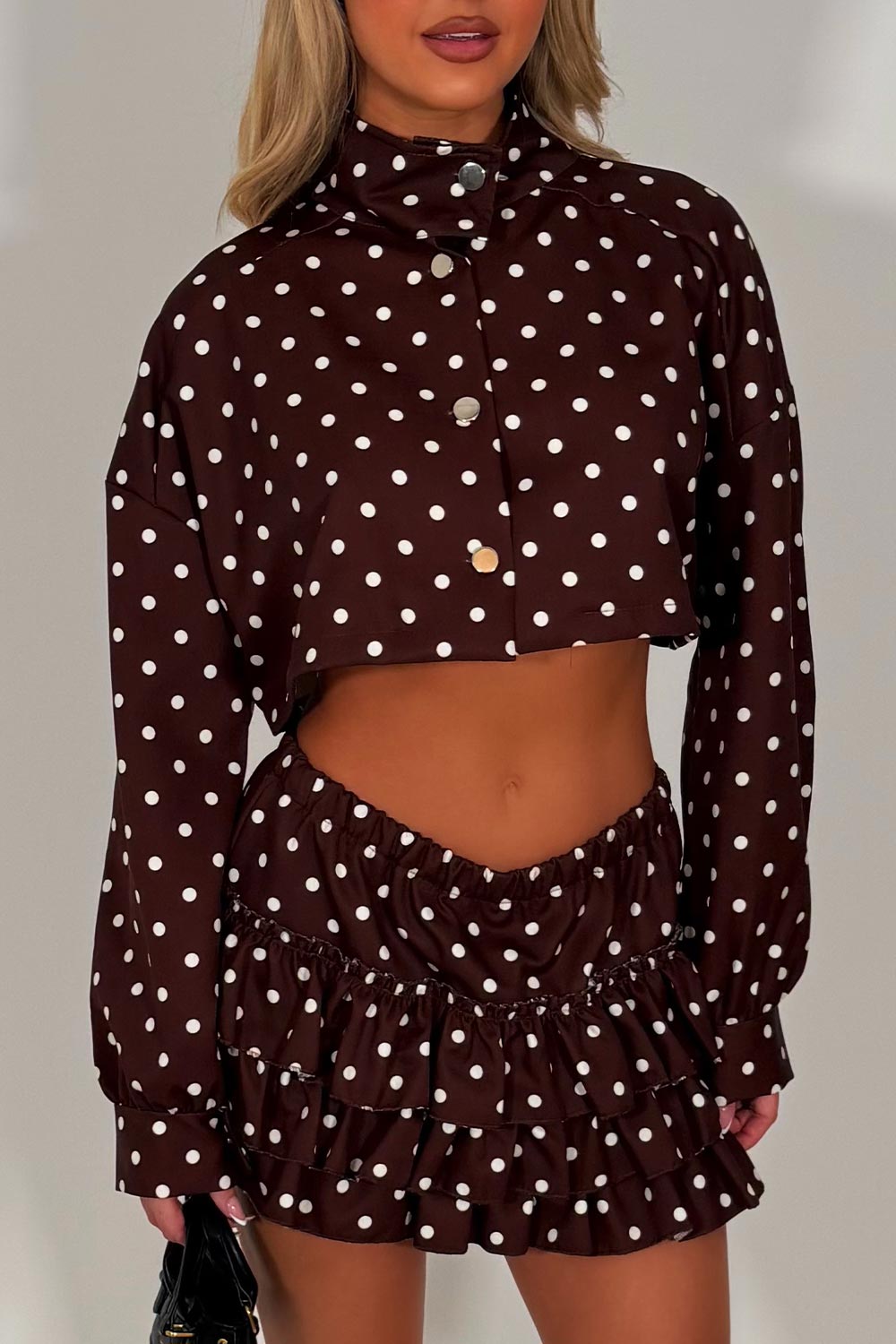 polka dot skort and crop jacket co ord set festival summer holiday outfit styledup