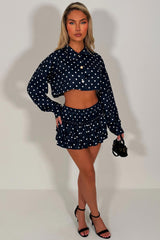polka dot skort and crop jacket two piece co ord set styledup fashion