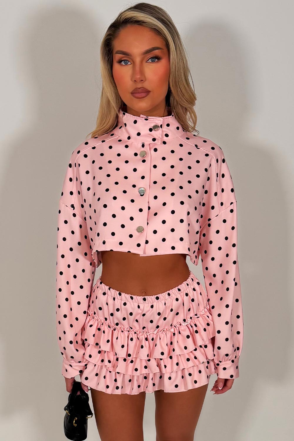 polka dot skort and crop jacket co ord set festival summer holiday outfit styledup
