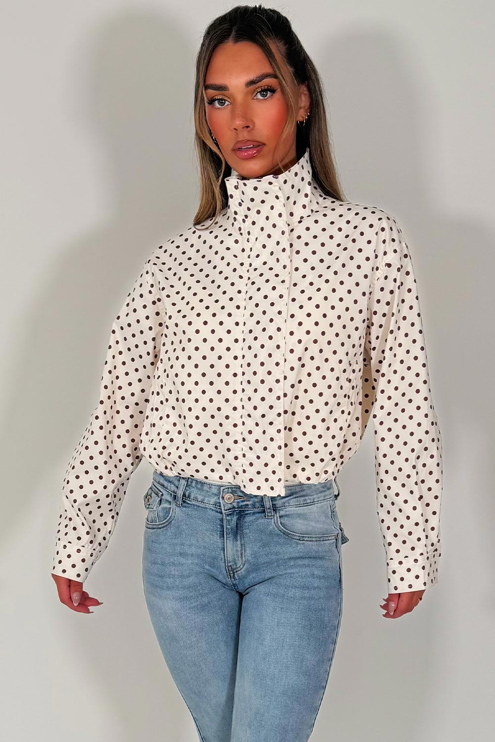 womens polka dot summer jacket festival wind breaker uk