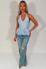 halter neck polka dot top black white fox styledup uk