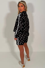 womens polka dot track jacket and shorts two piece co ord set styledup fashion uk