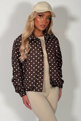 womens polka dot jacket brown styledup uk