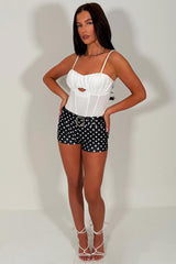 black polka dot belted shorts low rise styledup white fox uk